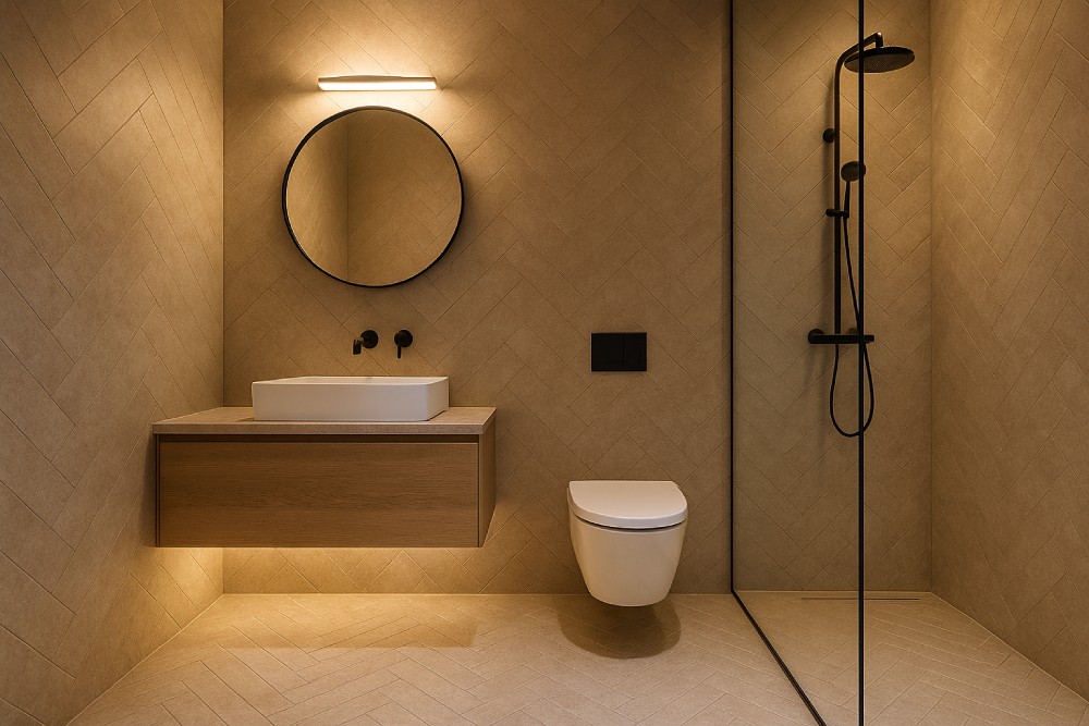 Small Bathroom Design Idea #6 - Embrace Tile Drenching for a Seamless Look