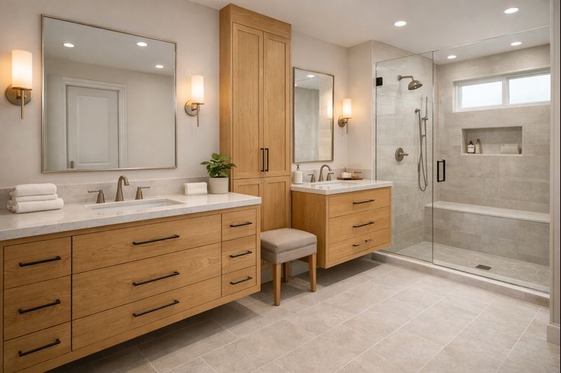 Design 3: The Modern Warm Wood Bathroom