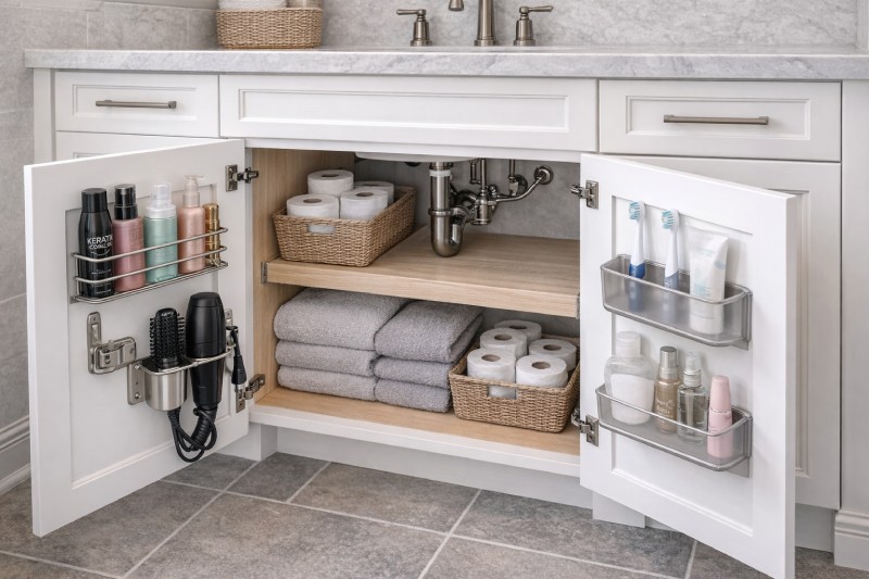 Hack 4: Hidden Storage Behind Vanity Doors