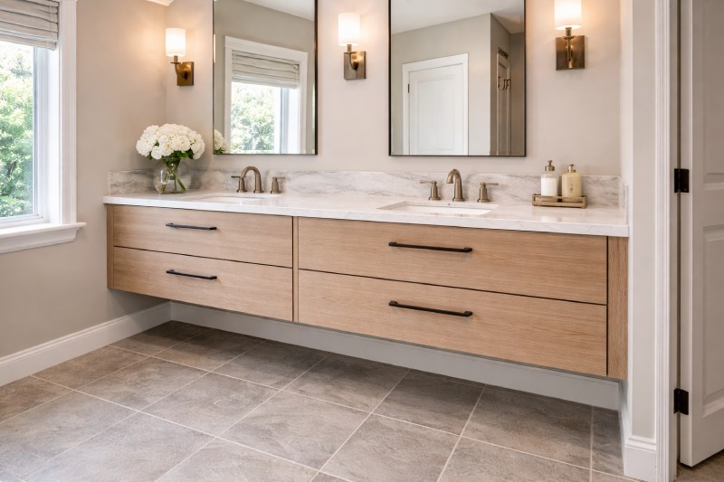 Hack 5: Floating Vanity Cabinets for a Cleaner Layout