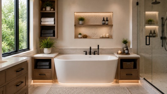 Built In Tub Surround Storage Solutions
