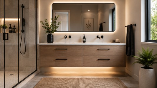 Floating Vanity Storage Systems for Small Medina Bathrooms