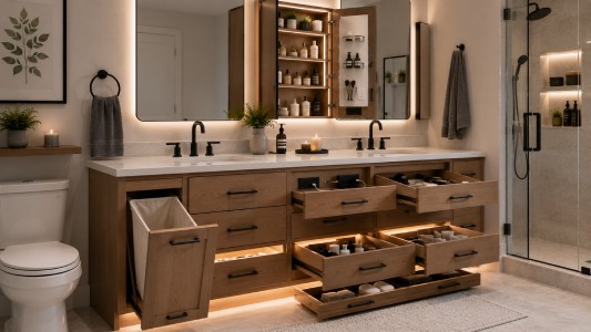 Hidden Cabinet Features That Reduce Counter Clutter