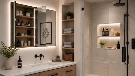 Recessed Shower Niches and Mirror Cabinet Storage