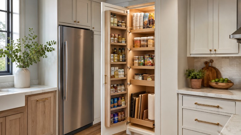 Add a Slim Pantry Cabinet Instead of Forcing a Walk In Pantry