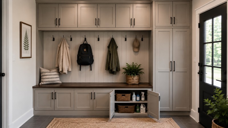 Upper and Lower Mudroom Cabinets