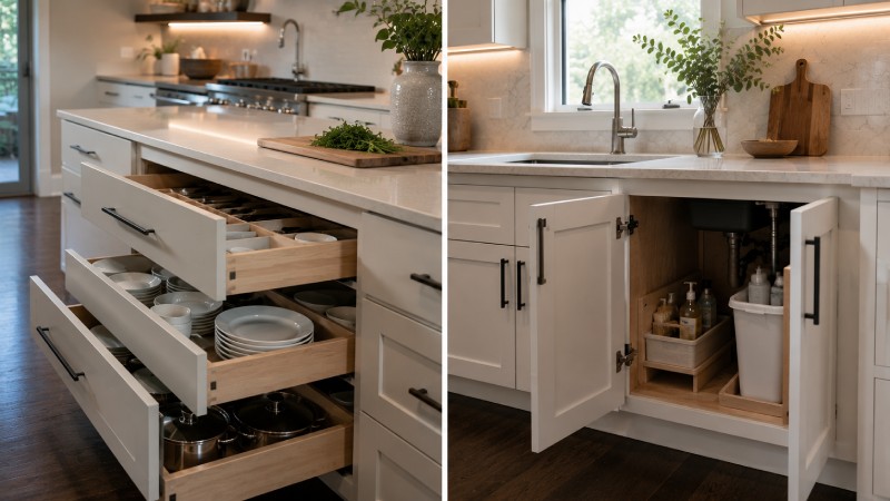 Drawer heavy bases or traditional lower cabinet doors