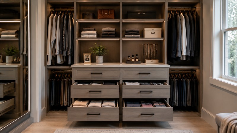 Drawer storage for folded clothing and personal items