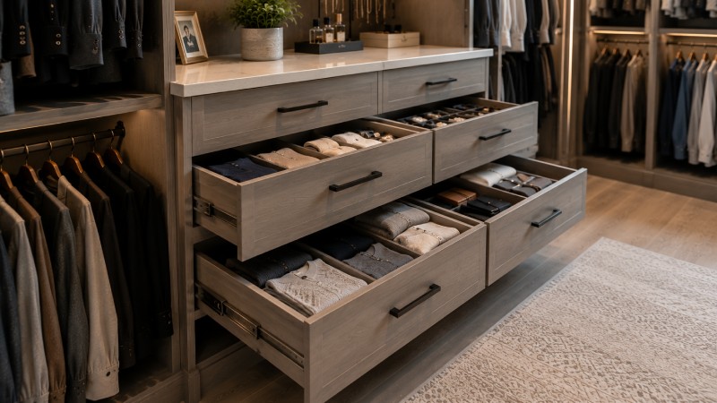Full extension pull out drawers