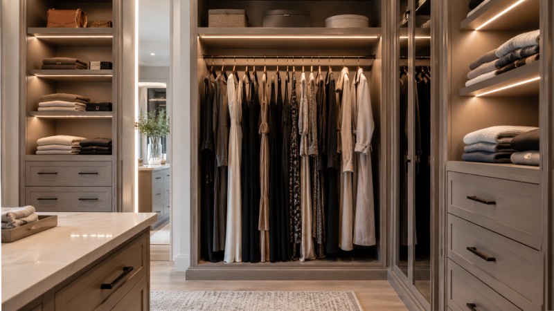 Long hanging space for full length garments