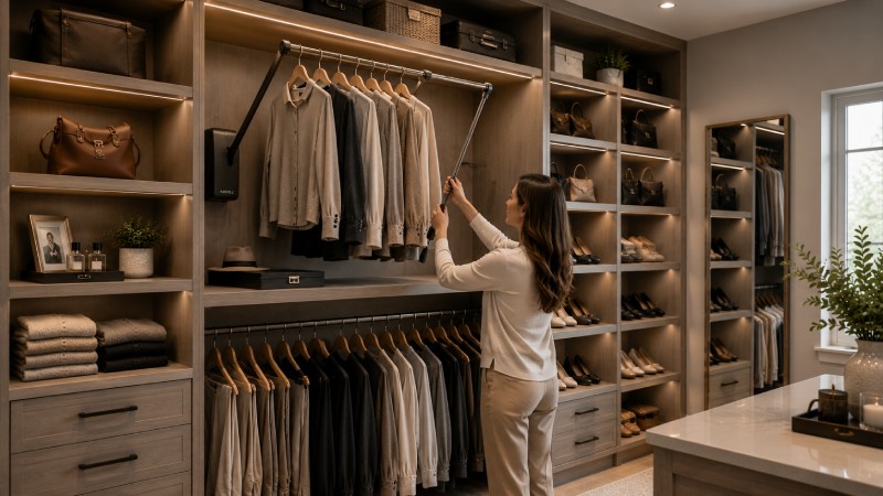 Pull-down rods for upper storage